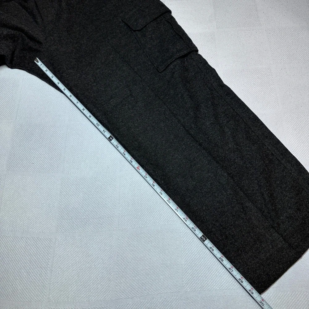 J.Crew Cargo Pants Mens 38x30 Wool Blend Button Fly Straight‎ Wide Leg Charcoal